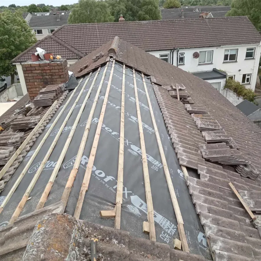 New roof battens and membrane on a Dublin semi-detached house